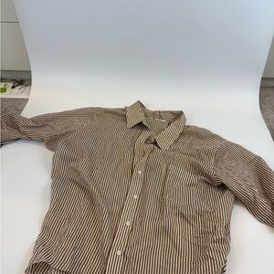 Women’s Zara Brown Striped Casual button up Shirt